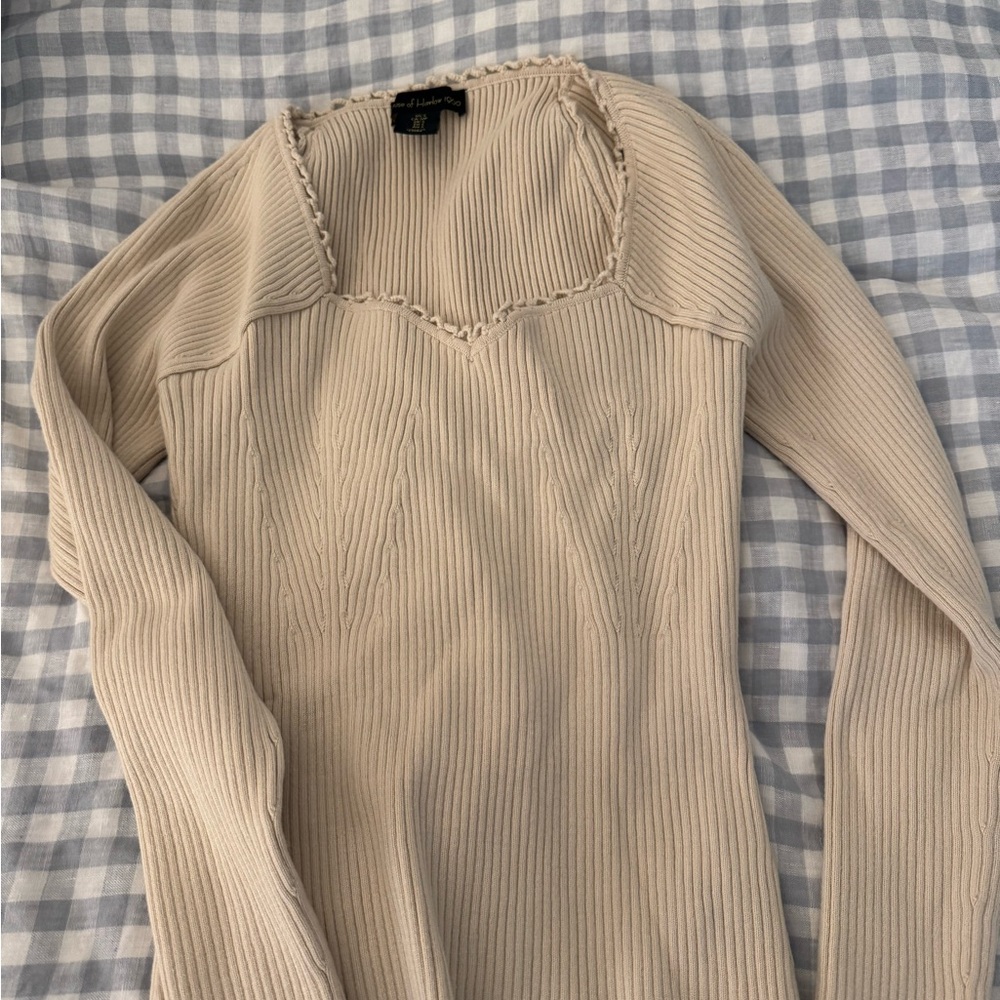 House of Harlow 1960 Cream Ribbed Top